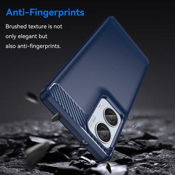 Motorola Moto G85/S50 Neo Børstet TPU Cover - Karbonfiber - Blå
