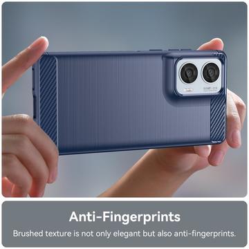 Motorola Moto G85/S50 Neo Børstet TPU Cover - Karbonfiber - Blå