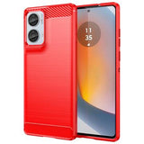 Motorola Moto G85/S50 Neo Børstet TPU Cover - Karbonfiber - Rød