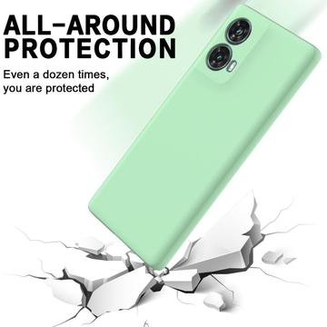 Motorola Moto G85/S50 Neo Liquid Silikone Cover med Strop - Grøn