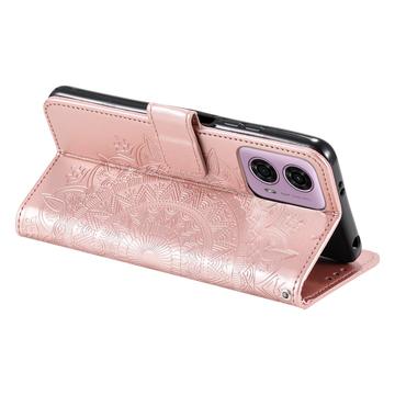 Motorola Moto G85/S50 Neo Mandala Series Etui med Pung - Rødguld