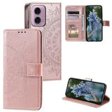 Motorola Moto G85/S50 Neo Mandala Series Etui med Pung - Rødguld