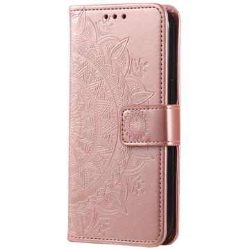 Motorola Moto G85/S50 Neo Mandala Series Etui med Pung - Rødguld