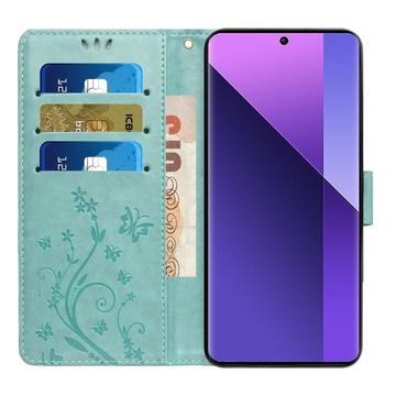 Motorola Moto G86 Butterfly Series Flip Cover med Pung - Cyan