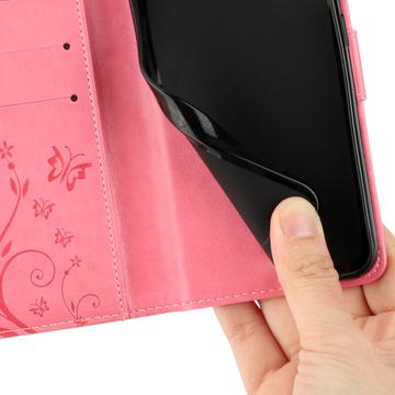 Motorola Moto G86 Butterfly Series Flip Cover med Pung - Pink