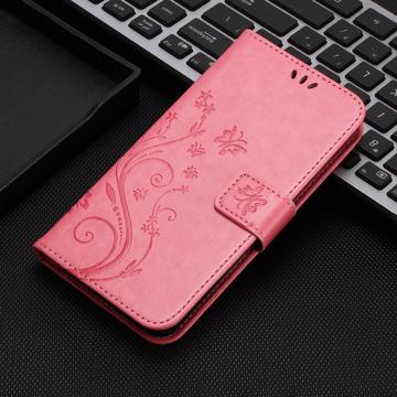Motorola Moto G86 Butterfly Series Flip Cover med Pung - Pink