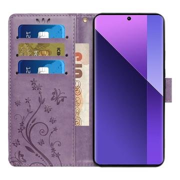 Motorola Moto G86 Butterfly Series Flip Cover med Pung - Lyselilla
