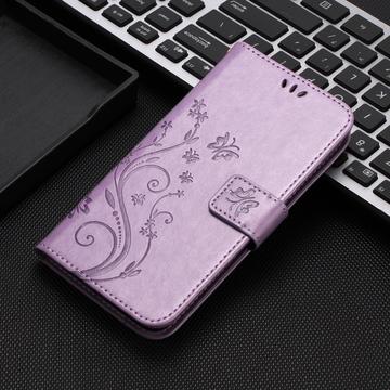 Motorola Moto G86 Butterfly Series Flip Cover med Pung - Lyselilla