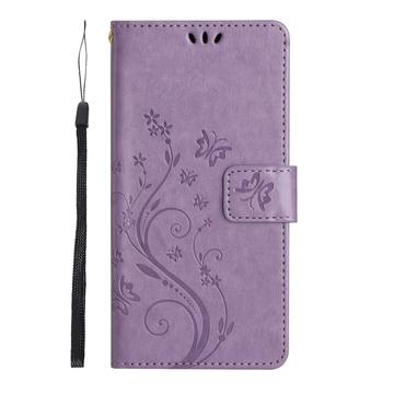 Motorola Moto G86 Butterfly Series Flip Cover med Pung - Lyselilla