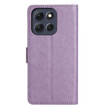 Motorola Moto G86 Butterfly Series Flip Cover med Pung - Lyselilla