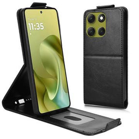 Motorola Moto G86 Power lodret flip-etui med stativ - sort