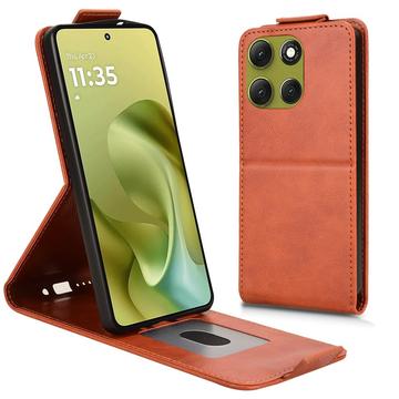 Motorola Moto G86 Power lodret flip-etui med stativ - Brun