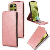 Motorola Moto G86 Power lodret flip-etui med stativ - rosaguld