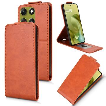 Motorola Moto G86 lodret flip-etui med stativ - Brun