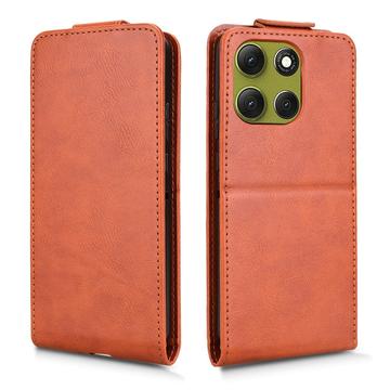 Motorola Moto G86 lodret flip-etui med stativ - Brun