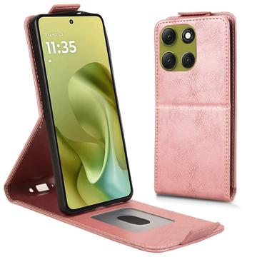 Motorola Moto G86 lodret flip-etui med stativ - rosaguld