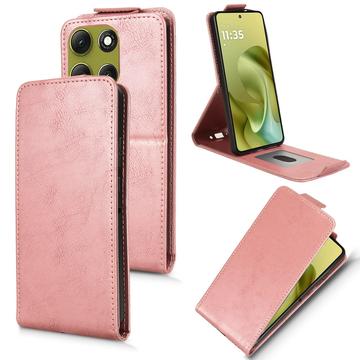 Motorola Moto G86 lodret flip-etui med stativ - rosaguld