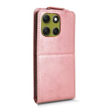 Motorola Moto G86 lodret flip-etui med stativ - rosaguld