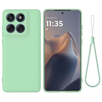 Motorola Moto G67/G77/G87 Flydende silikone cover med håndrem - Grøn