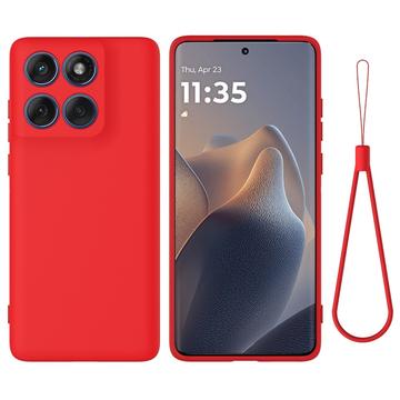 Motorola Moto G67/G77/G87 Flydende silikone cover med håndrem - Rød