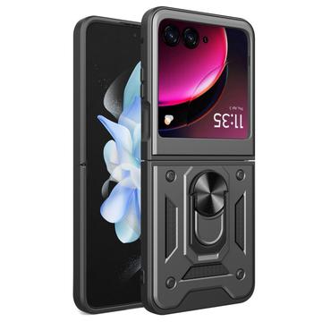 Motorola Razr 40 Ultra Hybrid Cover med Metal Stativ - Sort