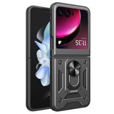Motorola Razr 40 Ultra Hybrid Cover med Metal Stativ - Sort