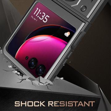 Motorola Razr 40 Ultra Hybrid Cover med Metal Stativ - Sort