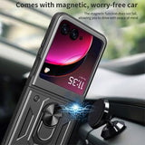 Motorola Razr 40 Ultra Hybrid Cover med Metal Stativ - Sort