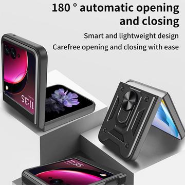 Motorola Razr 40 Ultra Hybrid Cover med Metal Stativ - Sort