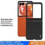Motorola Razr 50/60/70 Imak Ruiyi Hybrid Cover - Karbonfiber - Sort