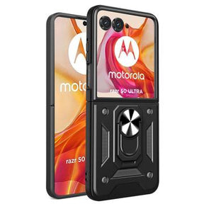 Motorola Razr 50 Ultra Hybrid Cover med Ring Holder - Sort