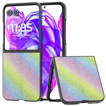 Motorola Razr 50 Ultra Rhinestone Tekstur Hybrid Cover - Farverig