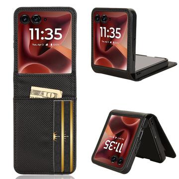 Motorola Razr 60 Ultra/70 Ultra FlexCard kulfiberetui med kortholdere - sort