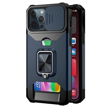 Multifunktionel 4-i-1 iPhone 12 Pro Max Hybrid Cover - Navy Blå