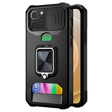 Multifunktionel 4-i-1 iPhone 12/12 Pro Hybrid Cover - Sort