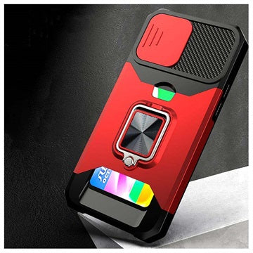 Multifunktionel 4-i-1 iPhone 13 Pro Max Hybrid Cover - Rød
