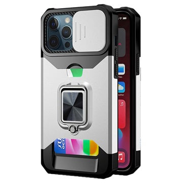 Multifunktionel 4-i-1 iPhone 13 Pro Max Hybrid Cover - Sølv