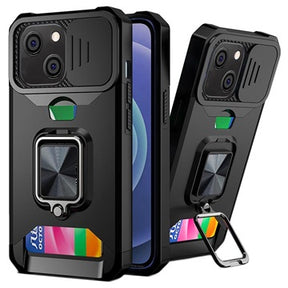 Multifunktionel 4-i-1 iPhone 13 Hybrid Cover - Sort