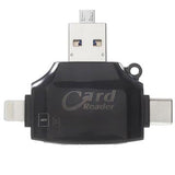 4-i-1 Multifunktionel MicroSD/SD Kortlæser - Sort