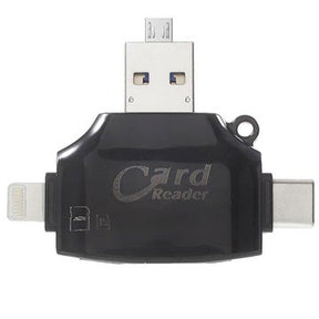 4-i-1 Multifunktionel MicroSD/SD Kortlæser - Sort