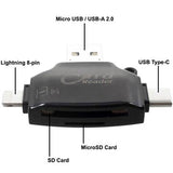4-i-1 Multifunktionel MicroSD/SD Kortlæser - Sort