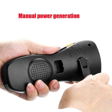 Multifunktionel lommelygte med håndsving og FM-radio, værktøjssæt, powerbank - sort