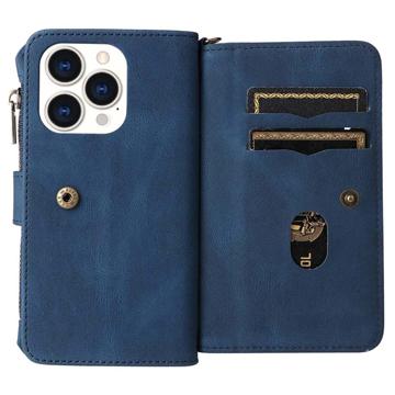Multifunktions Serie iPhone 14 Pro Max Pung Cover - Blå