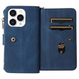 Multifunktions Serie iPhone 14 Pro Max Pung Cover - Blå
