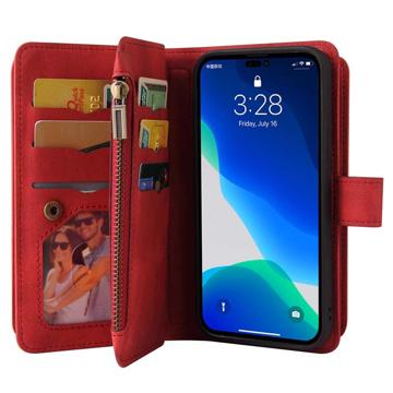 Multifunktions Serie iPhone 14 Pro Pung Cover - Rød