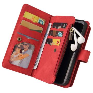 Multifunktions Serie iPhone 14 Pro Pung Cover - Rød