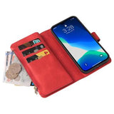 Multifunktions Serie iPhone 14 Pro Pung Cover - Rød