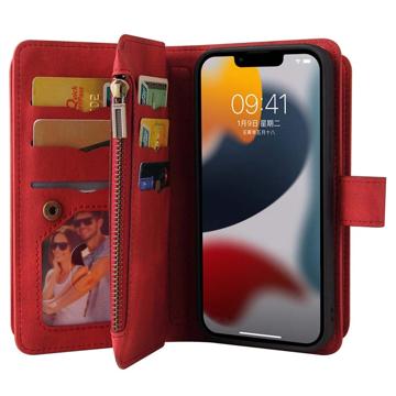 Multifunktions Serie iPhone 14 Pung Cover - Rød