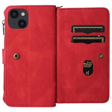 Multifunktions Serie iPhone 14 Pung Cover - Rød
