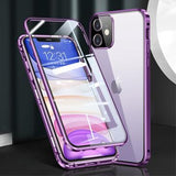 iPhone 11 Magnetisk Cover med Hærdet Glas - Lilla